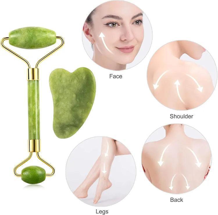 Waterproof Jade Roller & Gua Sha Set – Lymphatic Drainage & Anti-Aging