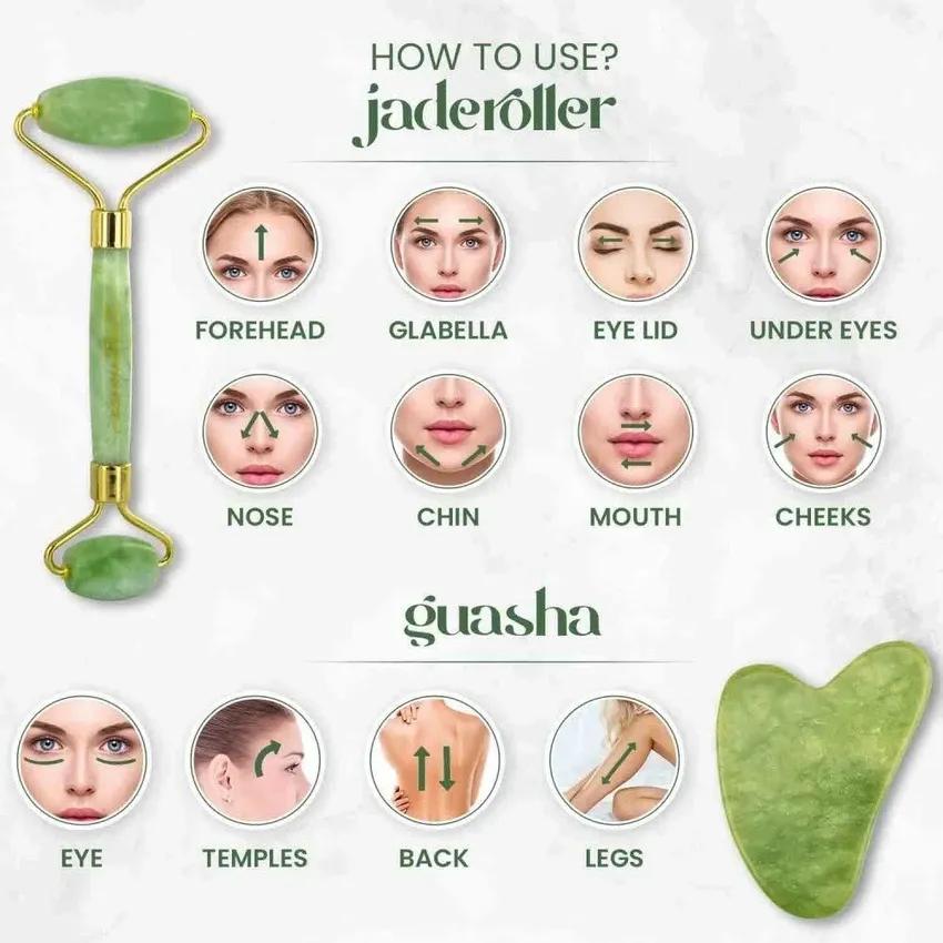 Waterproof Jade Roller & Gua Sha Set – Lymphatic Drainage & Anti-Aging