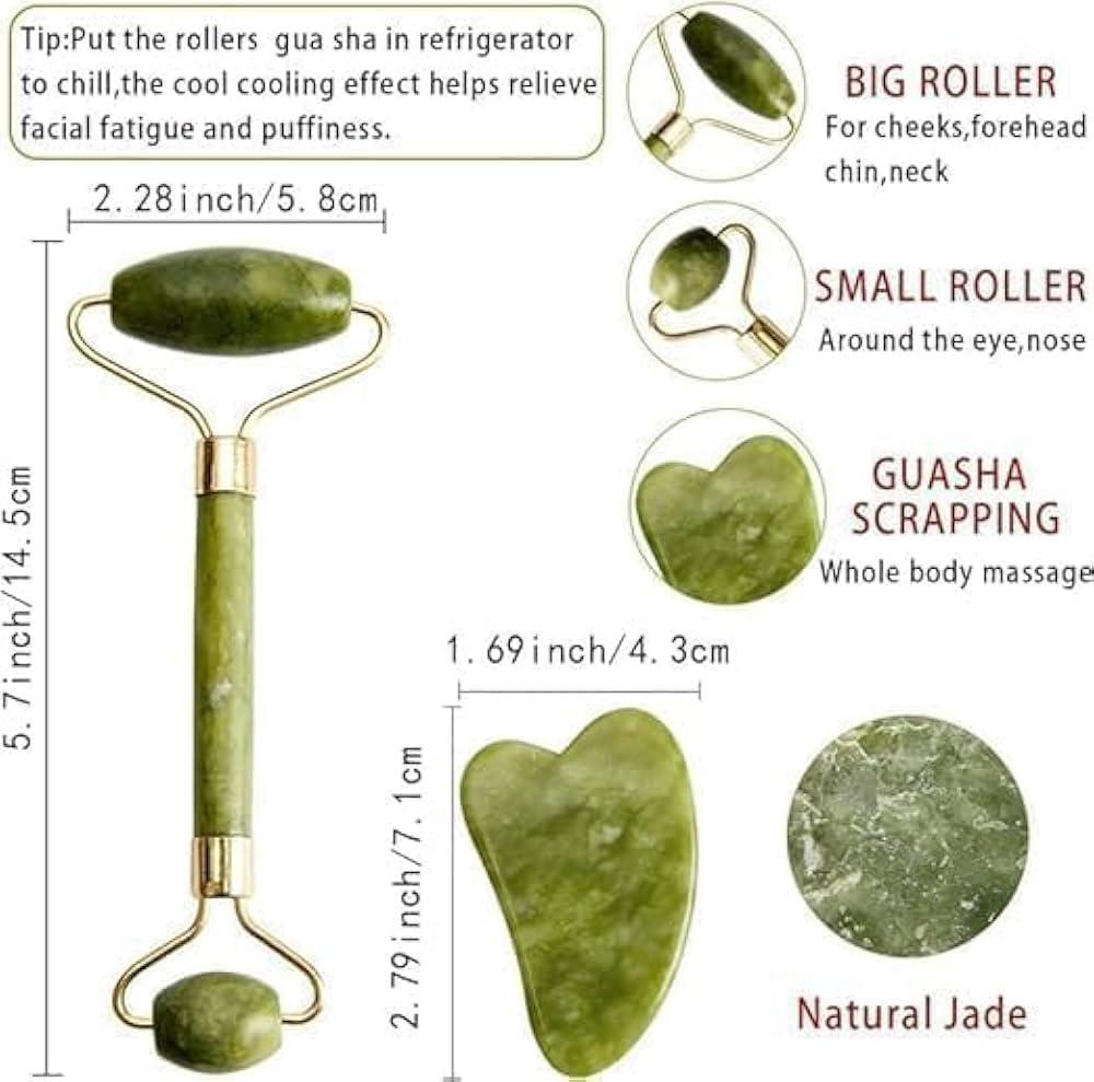 Waterproof Jade Roller & Gua Sha Set – Lymphatic Drainage & Anti-Aging