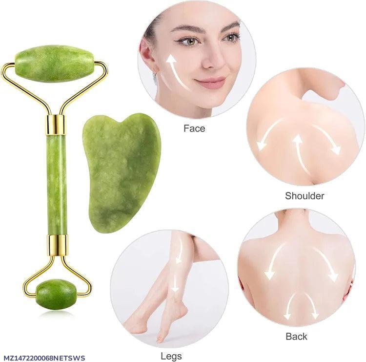 Waterproof Jade Roller & Gua Sha Set – Lymphatic Drainage & Anti-Aging